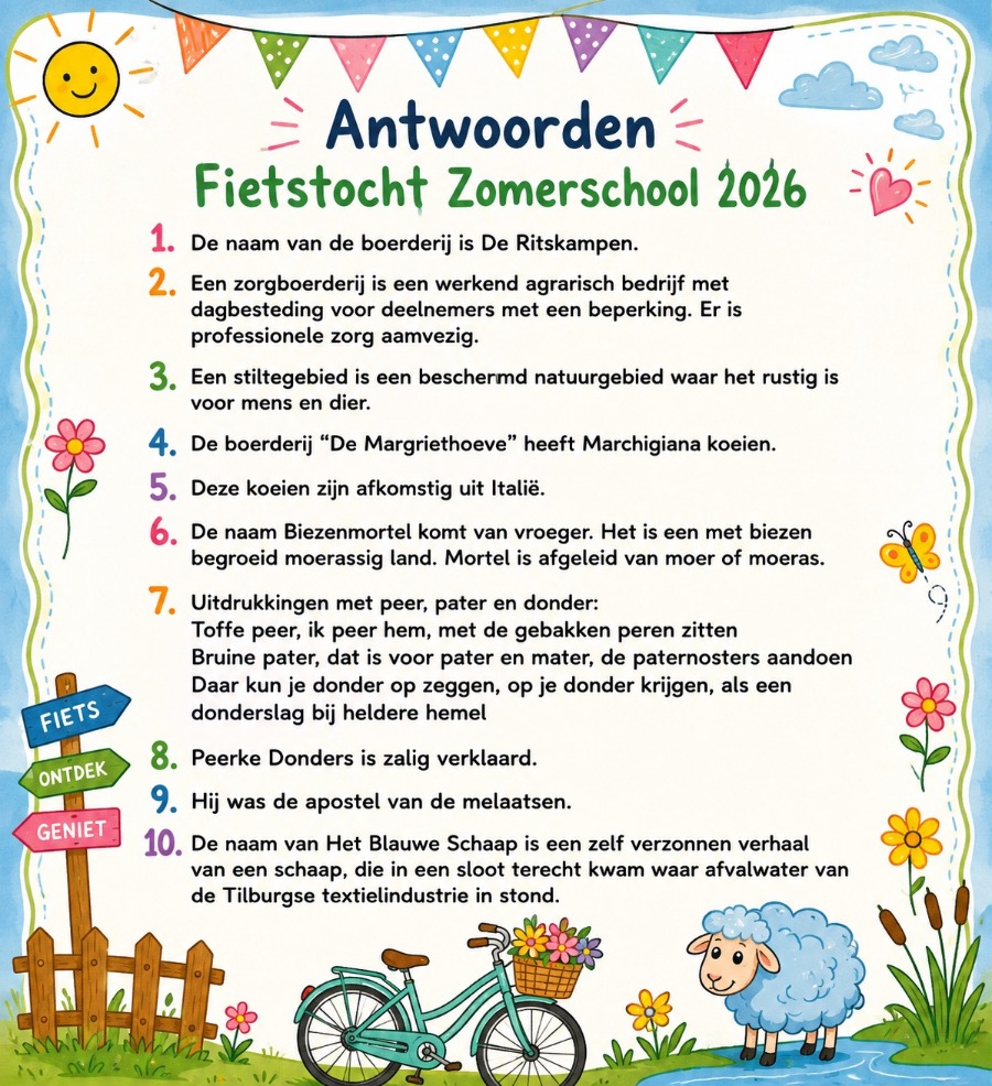 Antwoorden fietstocht Zomerschool