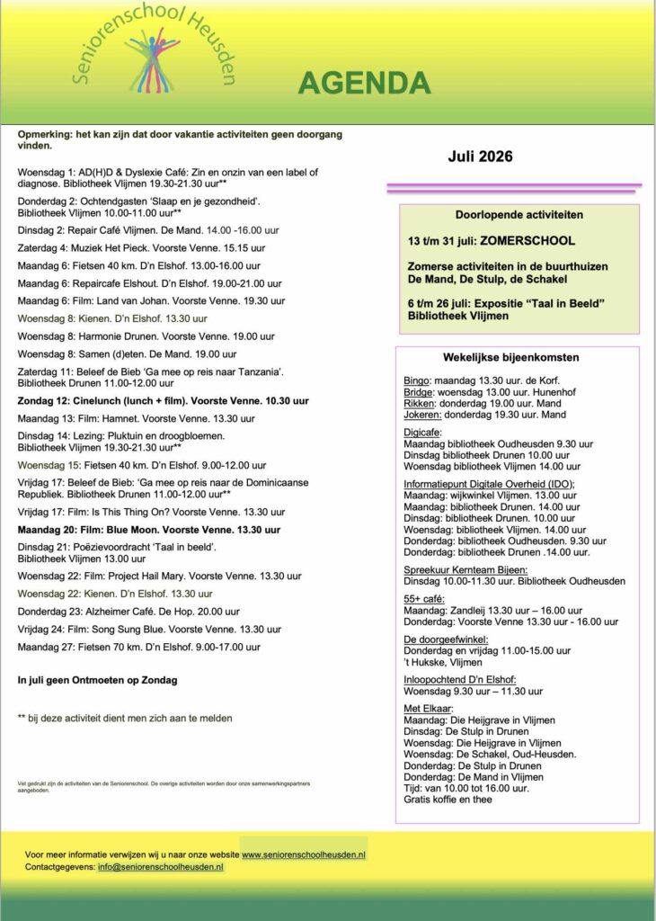 Agenda Juli 2026