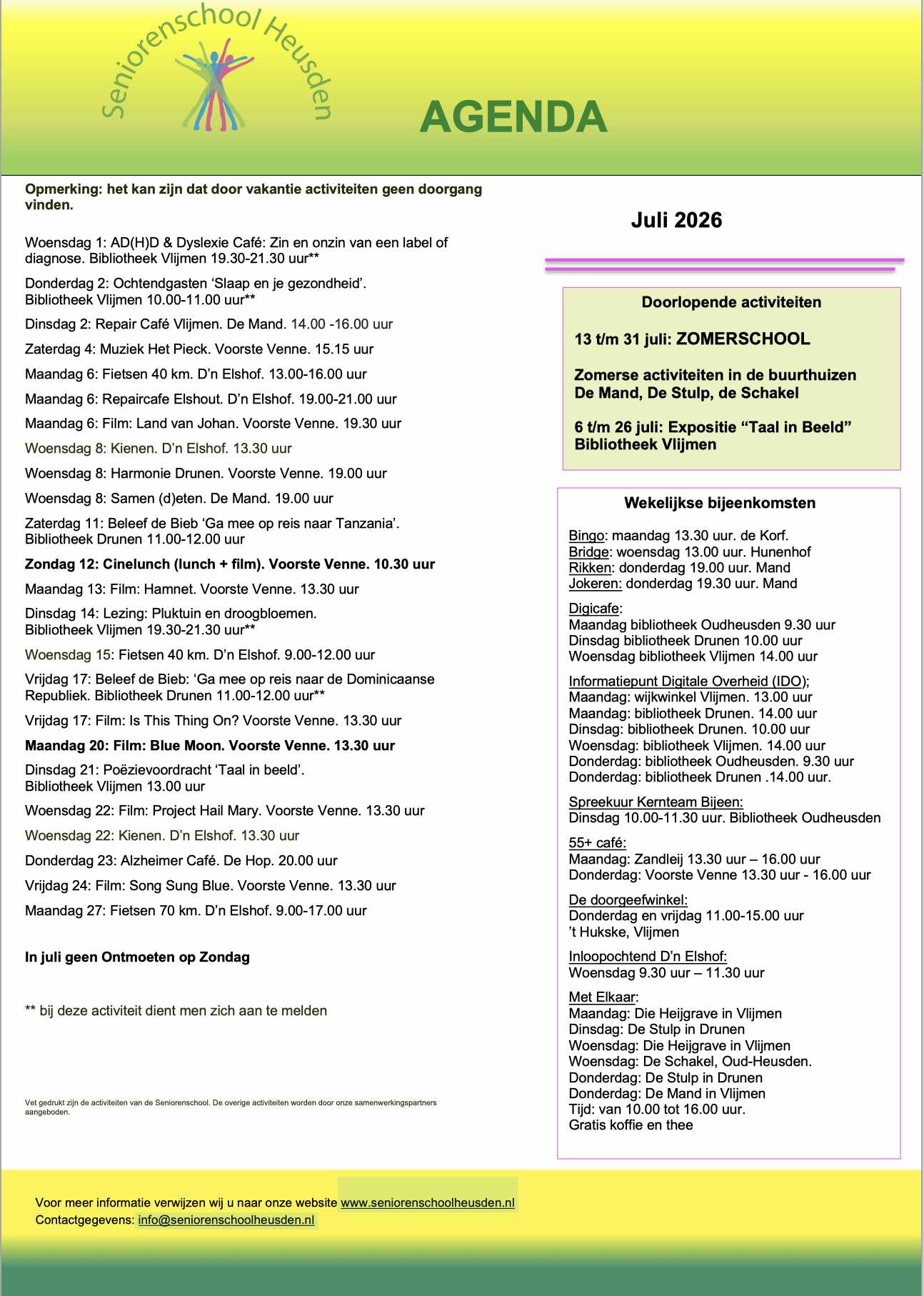 Agenda Juli 2026