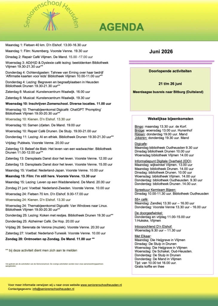 agenda juni 2026