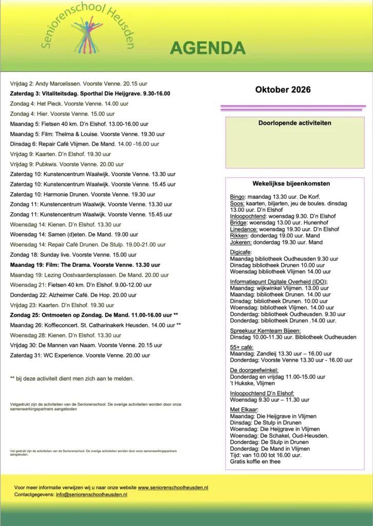 agenda oktober 2026